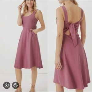 Pact fit and flare tie back dress